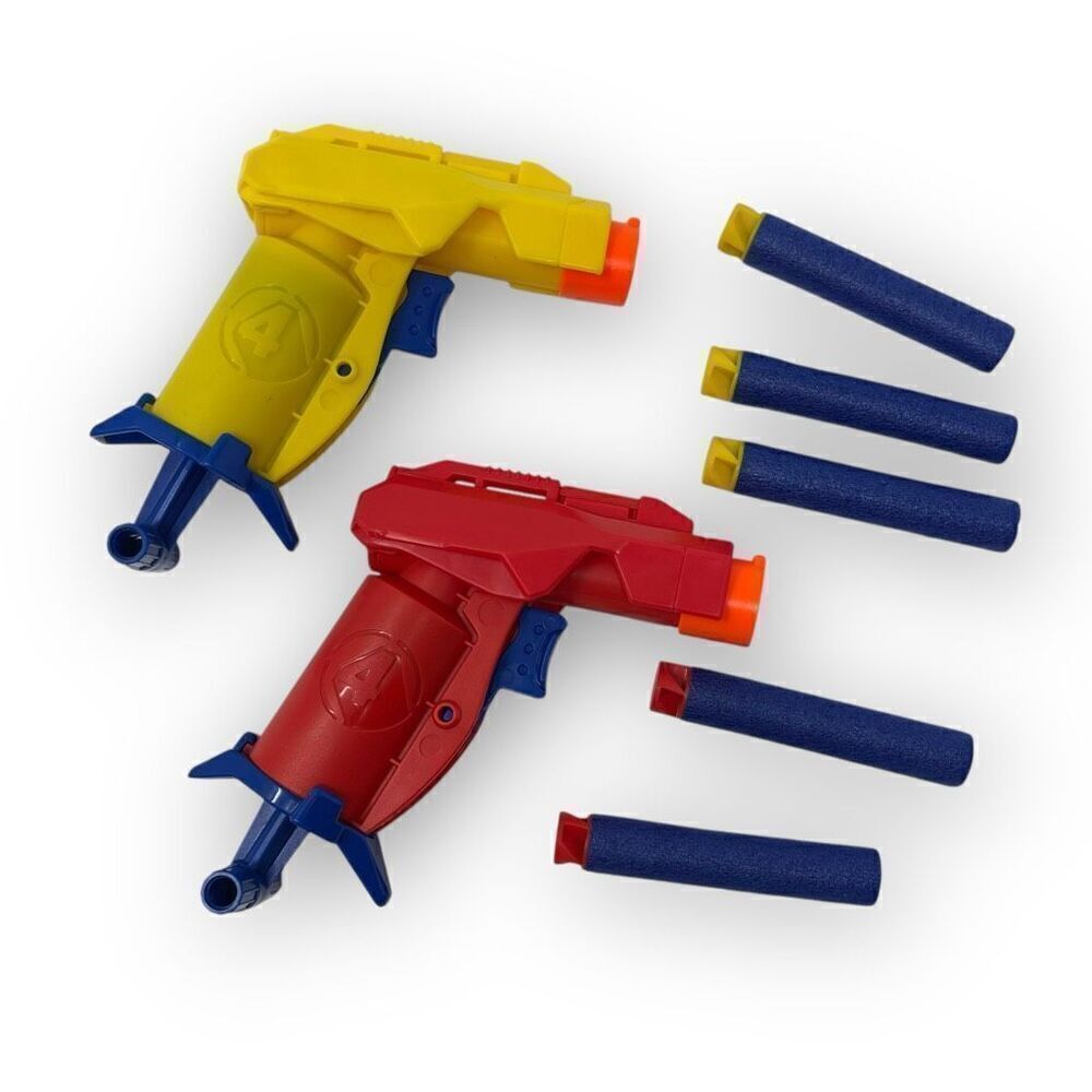 Hasbro Dart Guns Lot of 2 Mini Connect 4 Blast Single Shooter Red Yellow